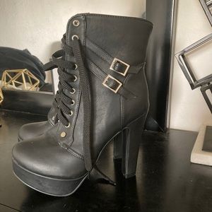 High heeled chunky boots